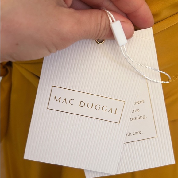 Mac Duggal Mustard Yellow Satin Tie Dress size Women’s 10 NWT - Picture 2 of 7